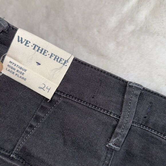We The Free Free People Mystique Lace Flare Jeans Black Size 24 - Picture 8 of 15